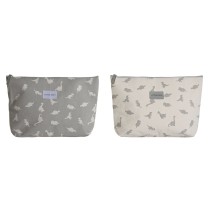 Nécessaire de Voyage DKD Home Decor Blanc Gris Coton 33 x 8 x 21 cm (2 Unités)