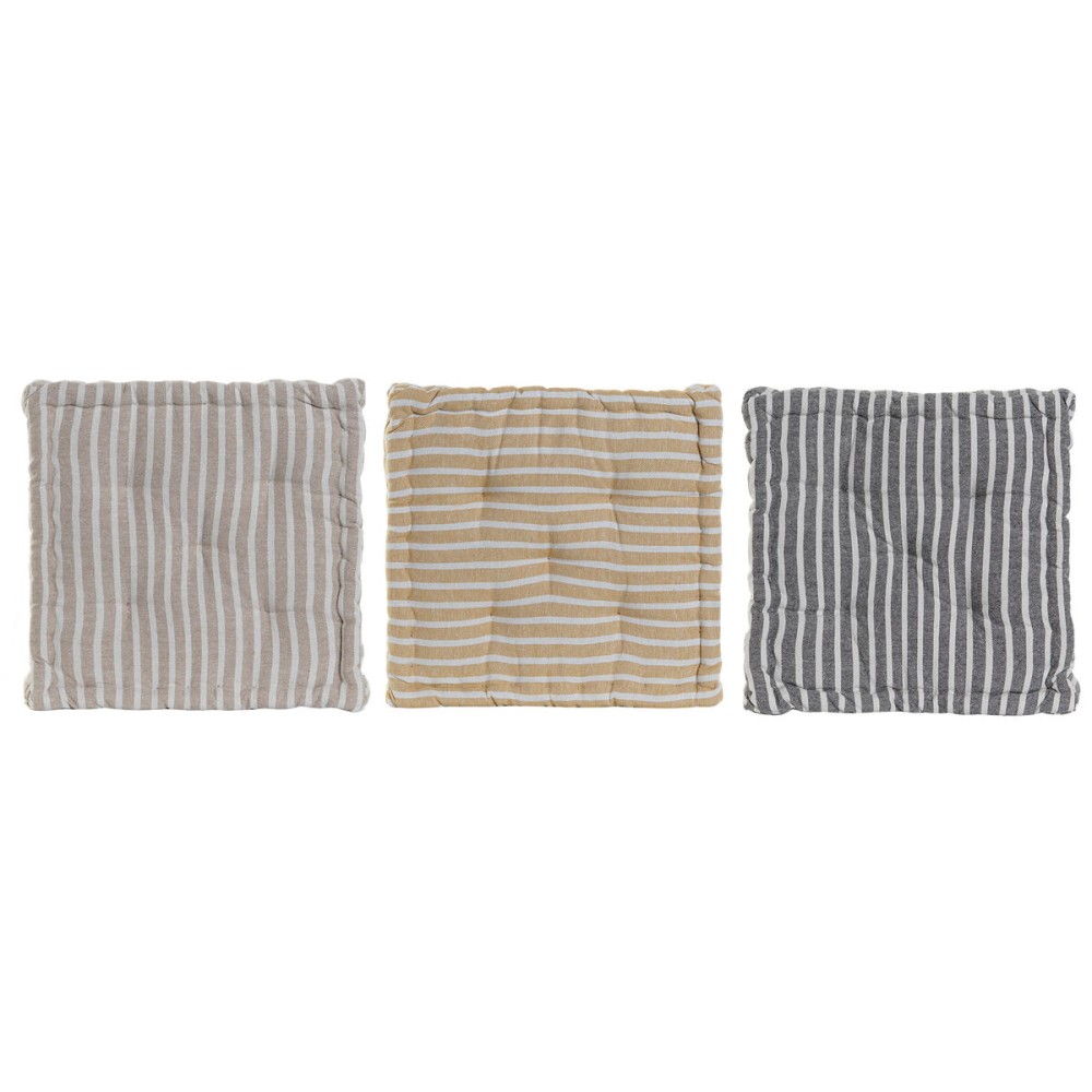 Cushion Home ESPRIT Yellow Beige Mediterranean 56 x 56 x 13 cm (3 Units)
