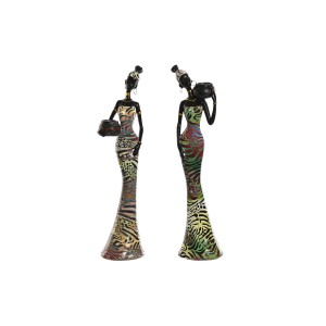 Deko-Figur Home ESPRIT Bunt Afrikanerin 10 x 7,5 x 38,5 cm (2 Stück)