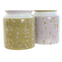 Pot for Kitchen Utensils DKD Home Decor Metal Dolomite MDF Wood 12 x 12 x 25 cm (2 Units)