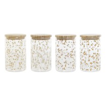 Tin DKD Home Decor Bamboo Borosilicate Glass Shabby Chic 1 L 10 x 10 x 17 cm (4 Units)