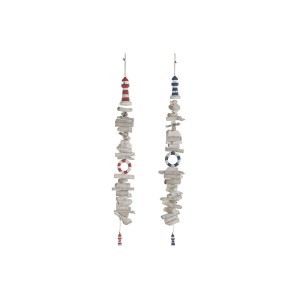 Décoration Suspendue Home ESPRIT Bleu Blanc Rouge Phare 12 x 4 x 100 cm (2 Unités)