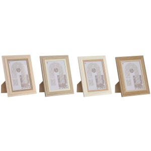 Photo frame Home ESPRIT Multicolour Aluminium Crystal MDF Wood Scandi 16 x 2,8 x 21 cm (4 Units)