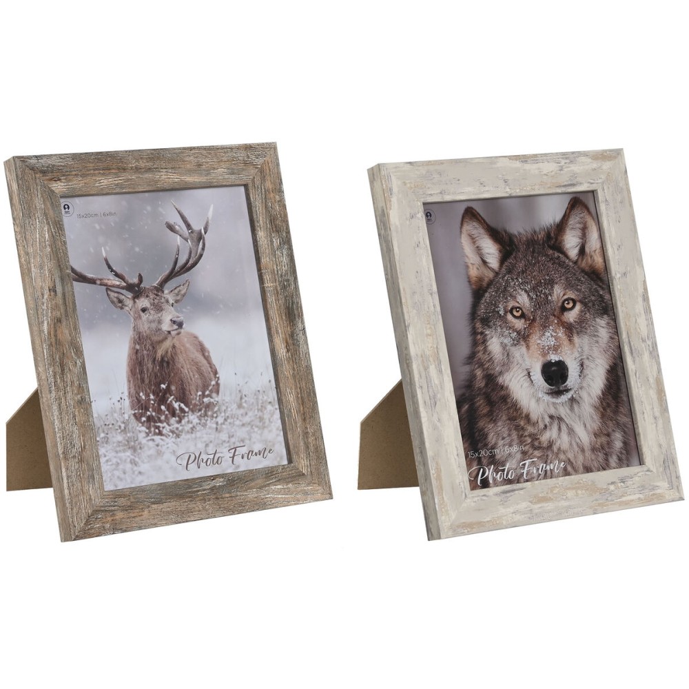 Fotorahmen Home ESPRIT Weiß natürlich Kristall polystyrol Skandinavisch 19,5 x 2 x 24,5 cm (2 Stück)