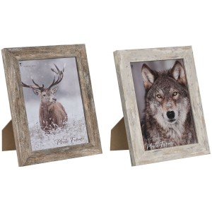Fotorahmen Home ESPRIT Weiß natürlich Kristall polystyrol Skandinavisch 19,5 x 2 x 24,5 cm (2 Stück)
