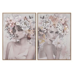 Painting Home ESPRIT Flowers Modern 70 x 3,5 x 100 cm (2 Units)