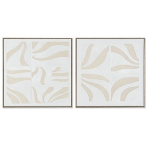 Painting Home ESPRIT White Beige Abstract Scandinavian 83 x 4,5 x 83 cm (2 Units)