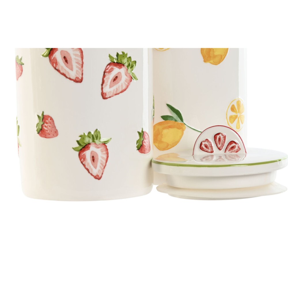 Gefäß Home ESPRIT Gelb Rot grün Moderne Obst (2 Stück)
