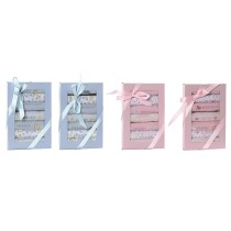 Bib Set Home ESPRIT Blue Pink Cotton 19 x 29 x 3 cm (4 Units)