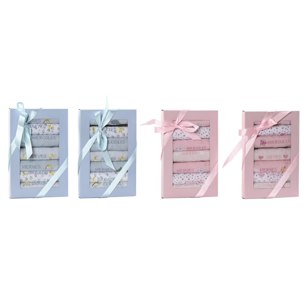 Bib Set Home ESPRIT Blue Pink Cotton 19 x 29 x 3 cm (4 Units)