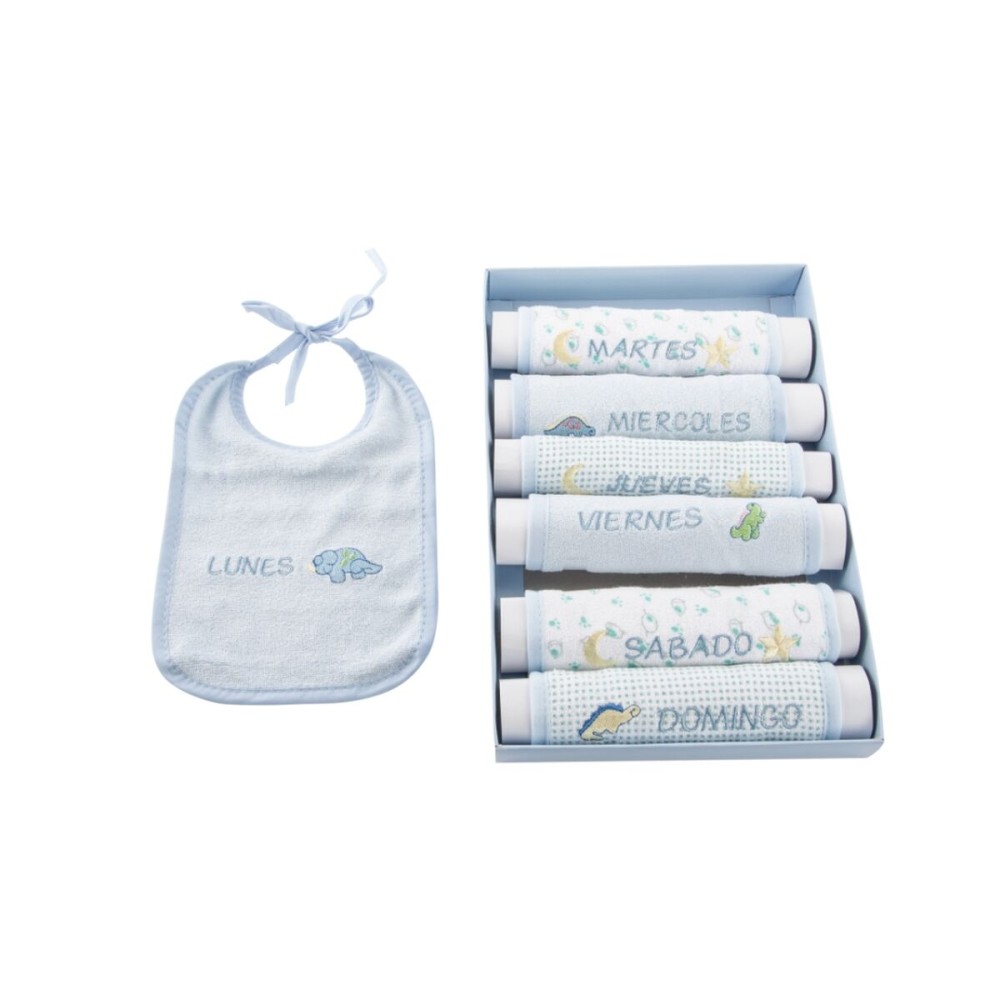 Ensemble de Bavoirs Home ESPRIT Bleu Rose Coton 19 x 29 x 3 cm (4 Unités)