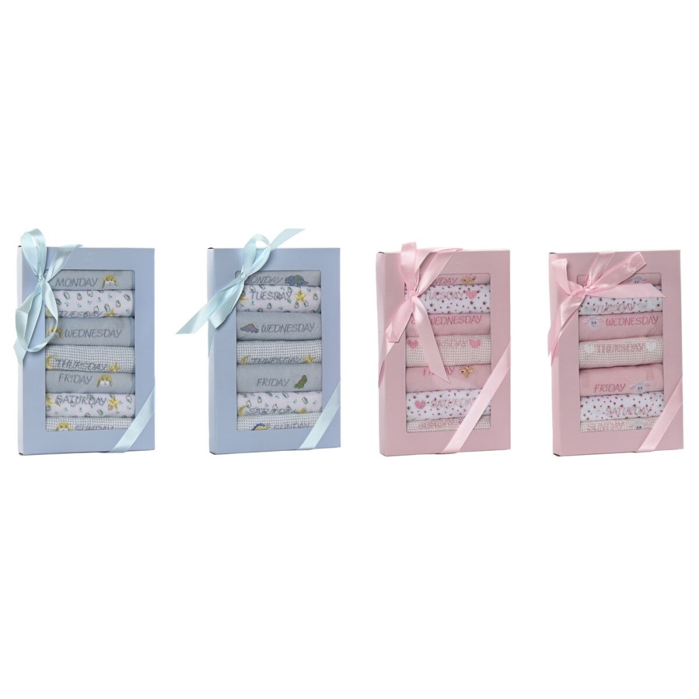 Bib Set Home ESPRIT Blue Pink Cotton 19 x 29 x 3 cm (4 Units)