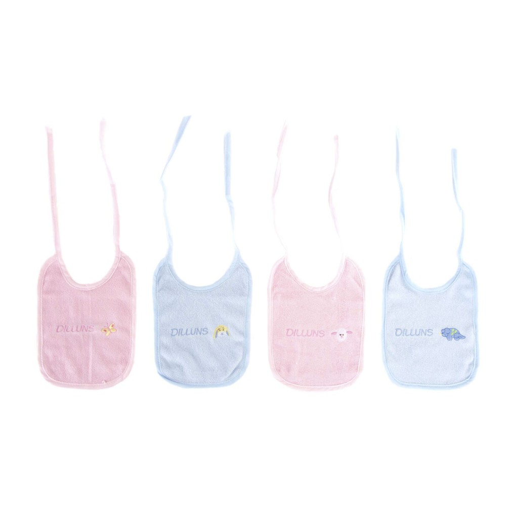 Bib Set Home ESPRIT Pink Sky blue Cotton 19 x 29 x 3 cm (4 Units)