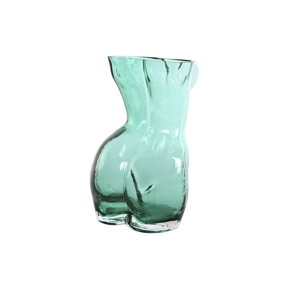 Vase Home ESPRIT Blue Green Crystal 18 x 17 x 28 cm (2 Units)