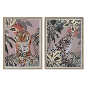 Bild Home ESPRIT Rot grün Kolonial Gold Dschungel 45 x 2,5 x 60 cm (2 Stück)
