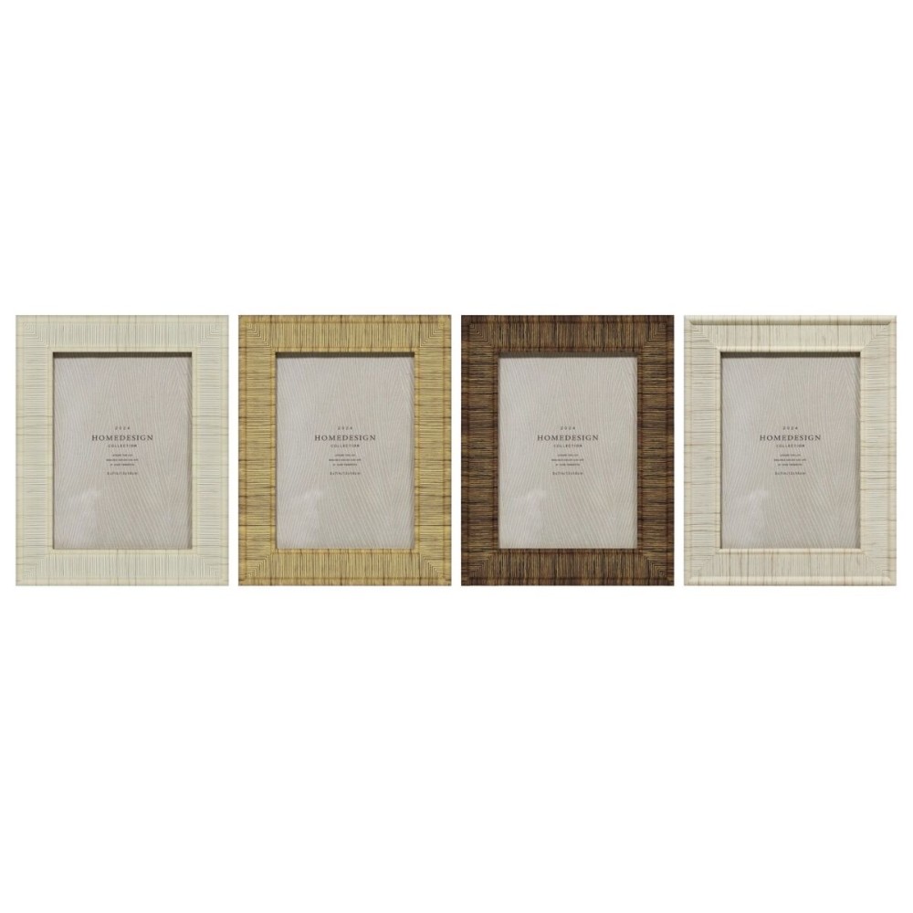 Photo frame Home ESPRIT Beige Natural Crystal polystyrene Scandi 18,5 x 2 x 23,5 cm (4 Units)