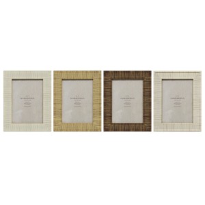Photo frame Home ESPRIT Beige Natural Crystal polystyrene Scandi 18,5 x 2 x 23,5 cm (4 Units)