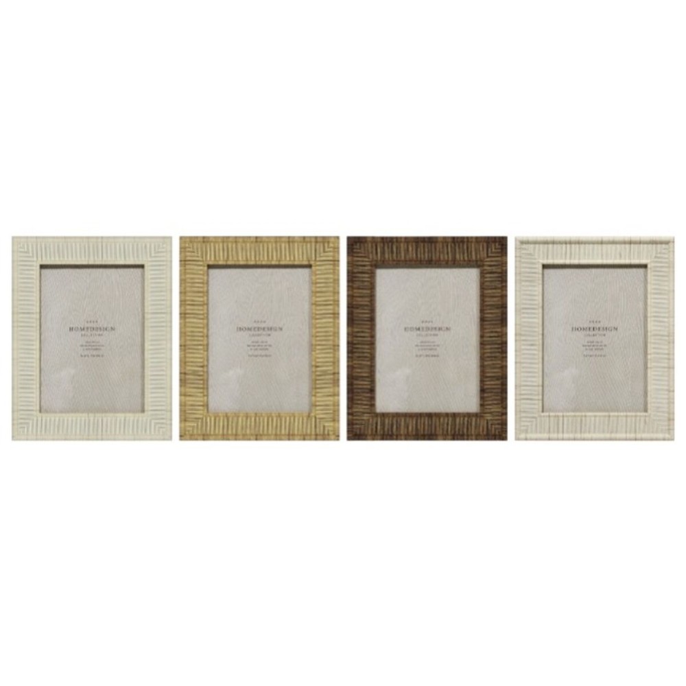 Photo frame Home ESPRIT Beige Natural Crystal polystyrene Scandi 18,5 x 2 x 23,5 cm (4 Units)