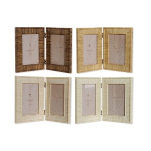 Photo frame Home ESPRIT Brown Beige Natural Ivory Crystal polystyrene Scandinavian 31 X 2 X 21 cm (4 Units)