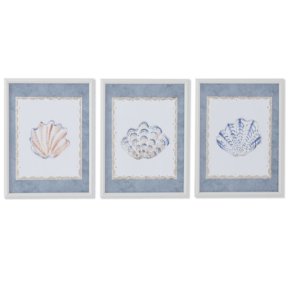 Cadre Home ESPRIT Bleu Crème 30 x 3 x 40 cm (3 Unités)
