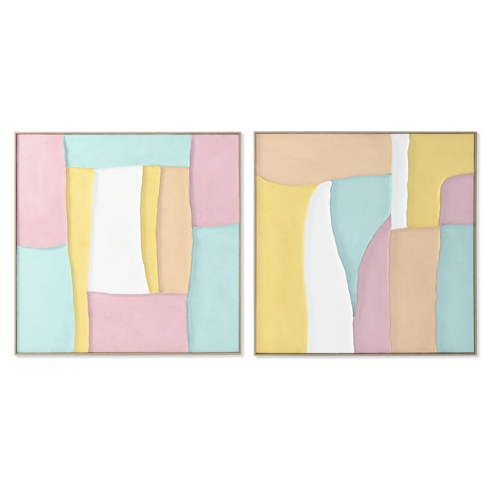 Bild Home ESPRIT Weiß Rosa türkis abstrakt Urban 102 x 4,5 x 102 cm (2 Stück)