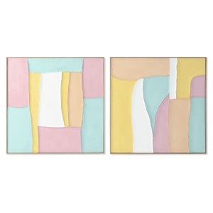 Bild Home ESPRIT Weiß Rosa türkis abstrakt Urban 102 x 4,5 x 102 cm (2 Stück)