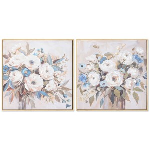 Bild Home ESPRIT Blau Weiß Beige Romantisch Blumenvase 60 x 3,5 x 60 cm (2 Stück)