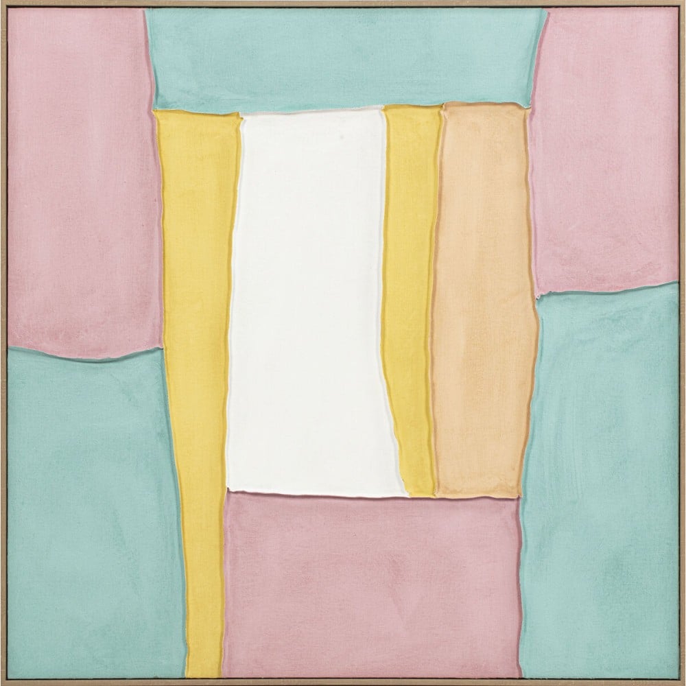 Painting Home ESPRIT White Pink Turquoise Abstract Urban 102 x 4,5 x 102 cm (2 Units)