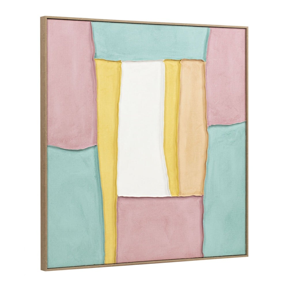Painting Home ESPRIT White Pink Turquoise Abstract Urban 102 x 4,5 x 102 cm (2 Units)