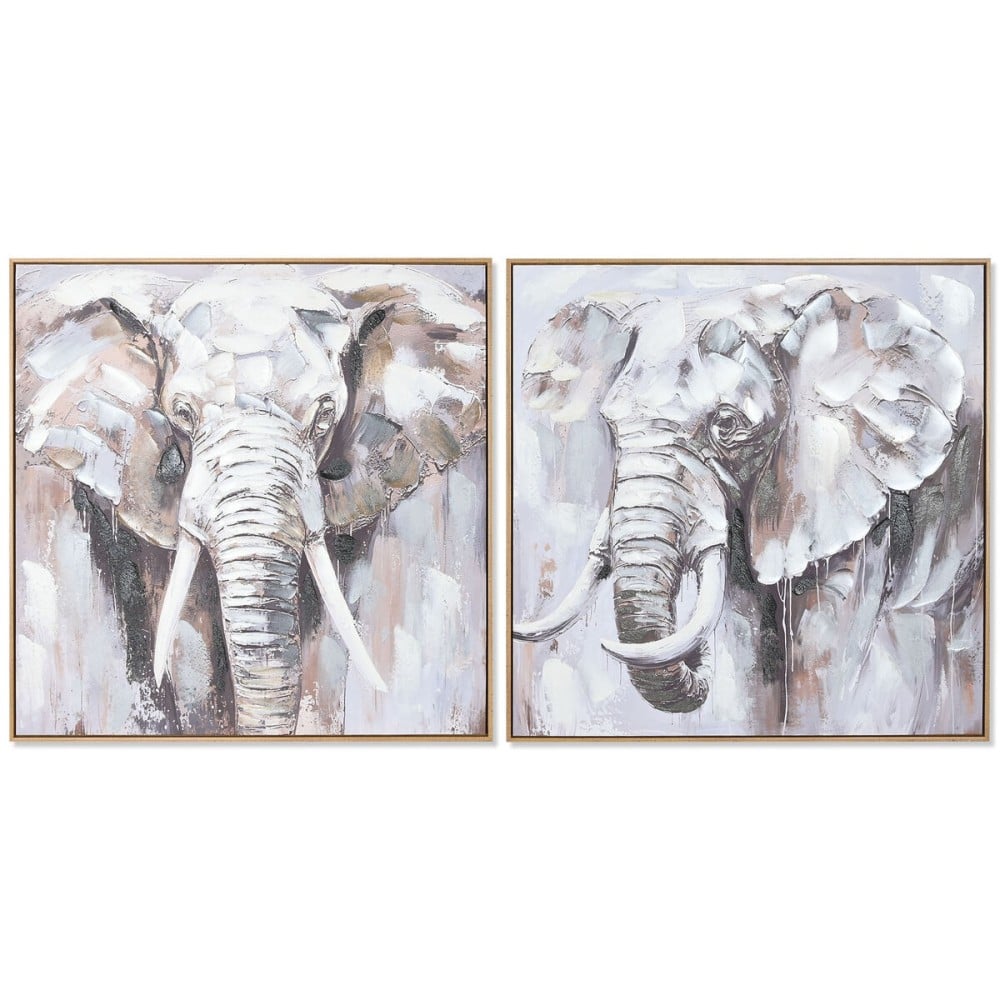 Bild Home ESPRIT Weiß Braun Grau Elefant Kolonial 80 x 3,5 x 80 cm (2 Stück)
