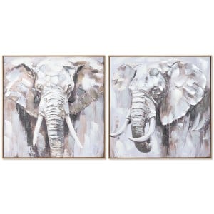 Bild Home ESPRIT Weiß Braun Grau Elefant Kolonial 80 x 3,5 x 80 cm (2 Stück)