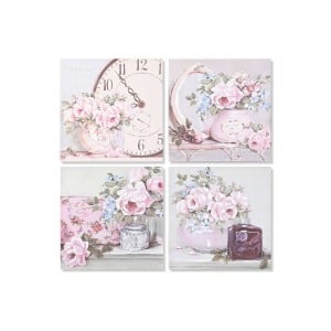 Bild Home ESPRIT grün Rosa Rosen Romantisch 60 x 3 x 60 cm (4 Stück)