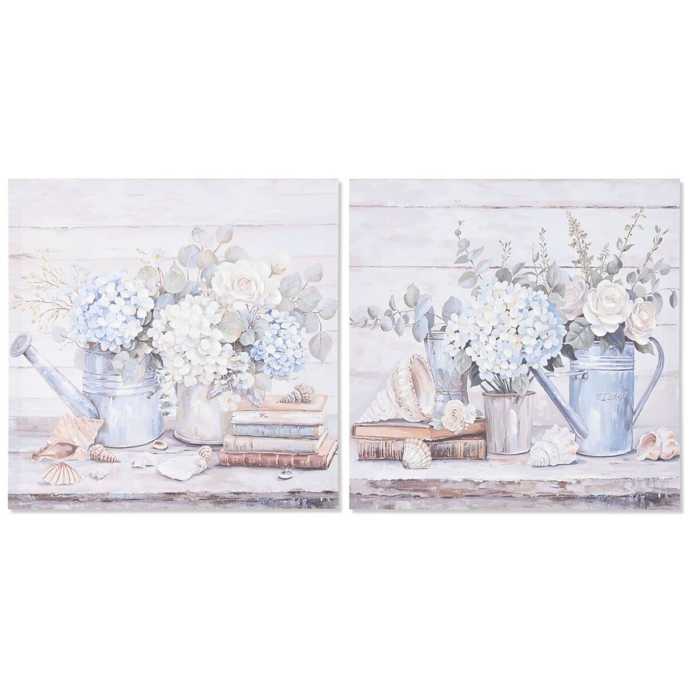 Bild Home ESPRIT Blau Grau Shabby Chic Hortensie 60 x 3 x 60 cm (2 Stück)