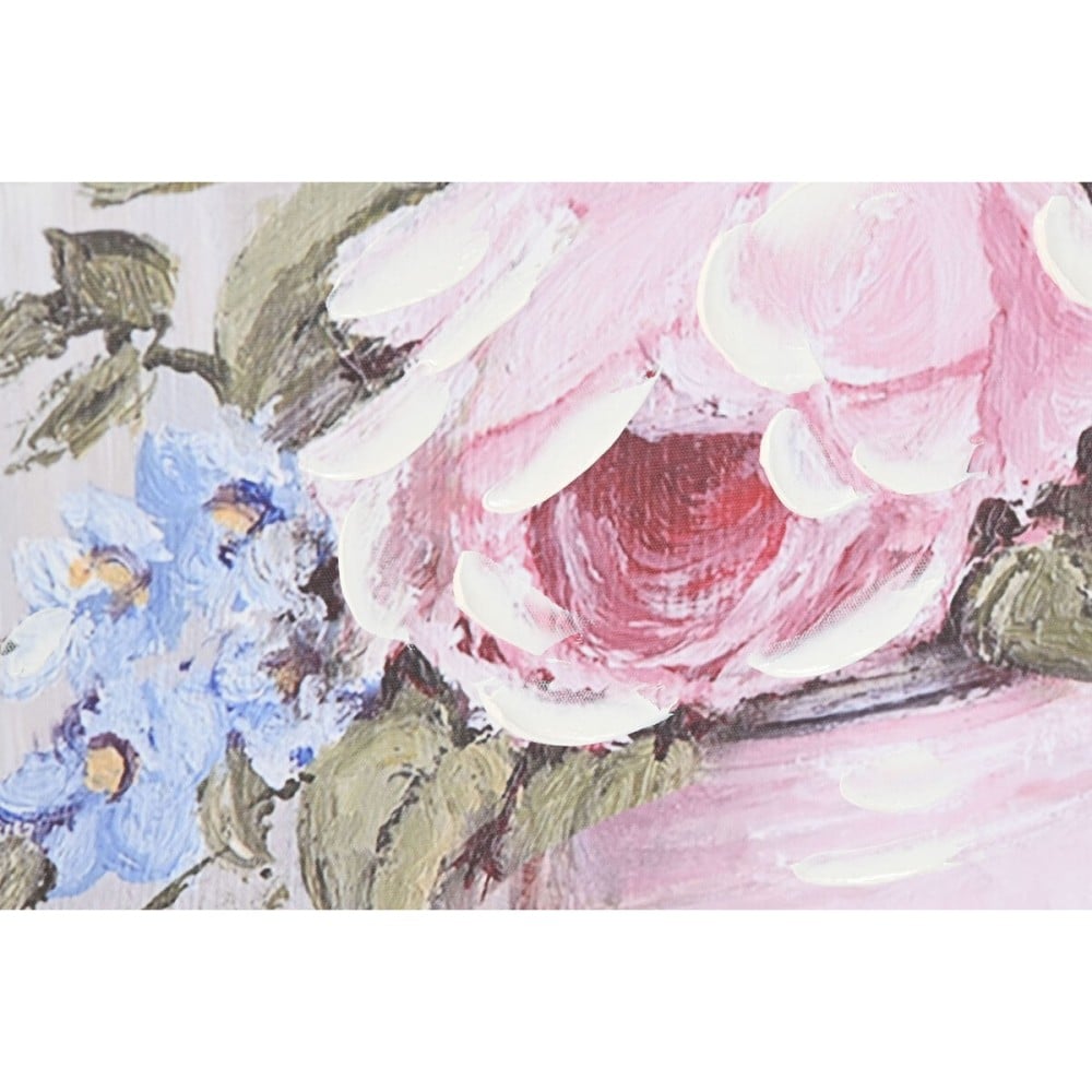 Painting Home ESPRIT Green Pink Roses Romantic 60 x 3 x 60 cm (4 Units)