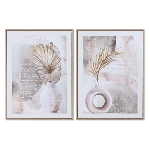 Cadre Home ESPRIT Blanc Gris Vase Scandinave 45 x 2,5 x 60 cm (2 Unités)