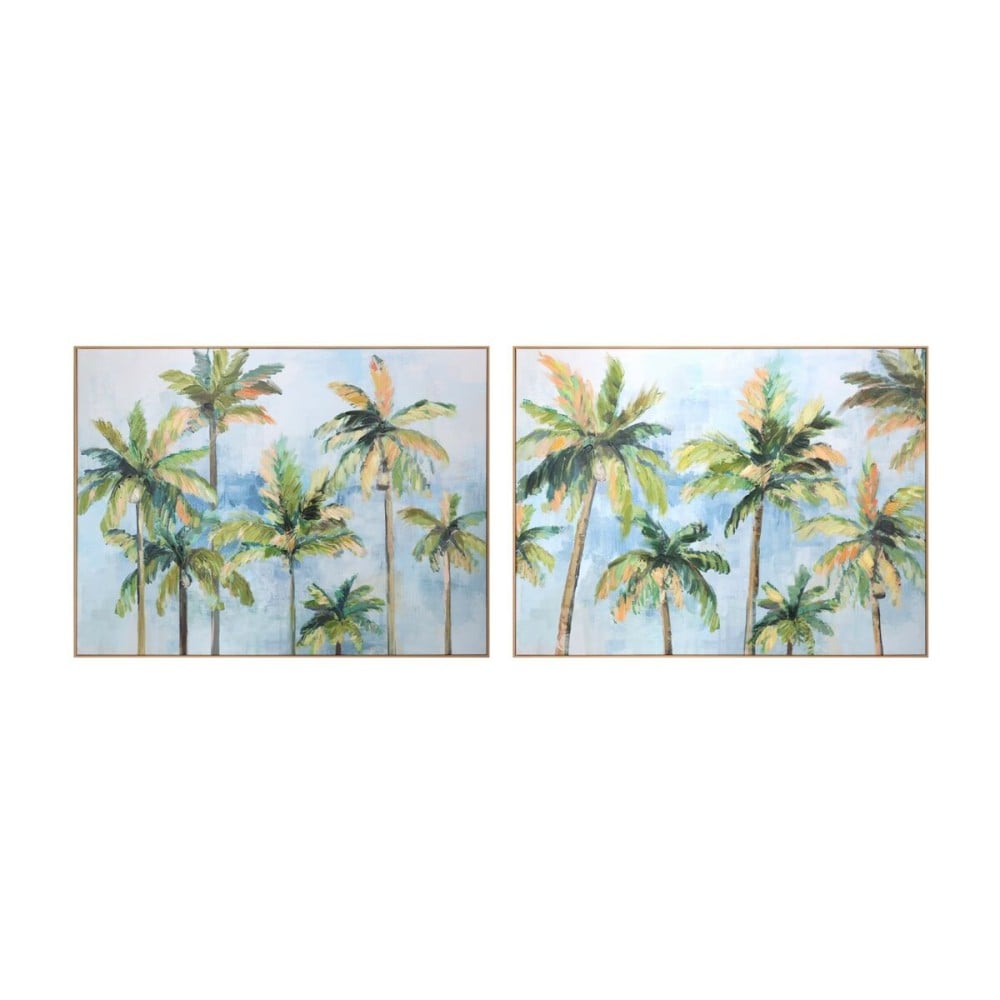 Bild Home ESPRIT Blau grün Palmen Tropical 120 x 3,5 x 90 cm (2 Stück)