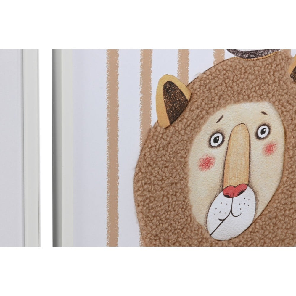 Painting Home ESPRIT White Grey Children's animals 40 x 1,8 x 50 cm (4 Units)