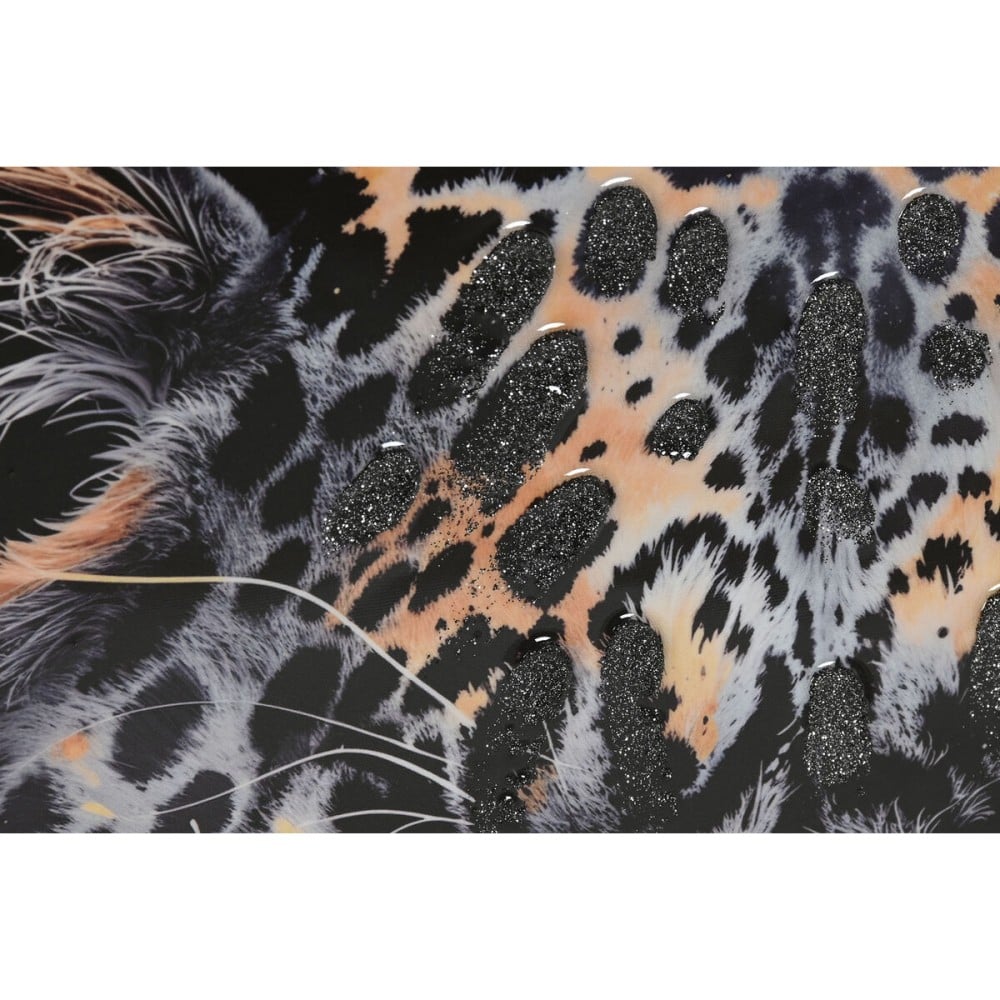 Painting Home ESPRIT Black Golden Leopard Colonial Lacquered 50 x 3,5 x 70 cm (2 Units)