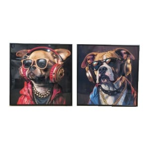 Bild Home ESPRIT Blau Braun Rot Moderne Hund 50 x 3,5 x 50 cm (2 Stück)