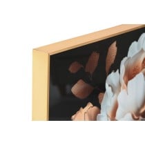 Cadre Home ESPRIT Blanc Noir Doré Fleurs 80 x 3,5 x 80 cm (2 Unités)