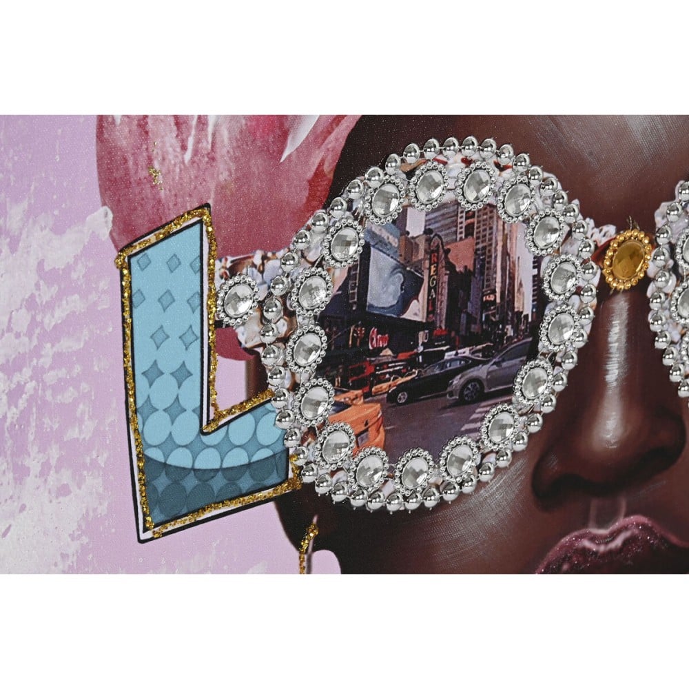 Painting Home ESPRIT Light mauve Modern African Woman 102 x 4,5 x 102 cm (2 Units)