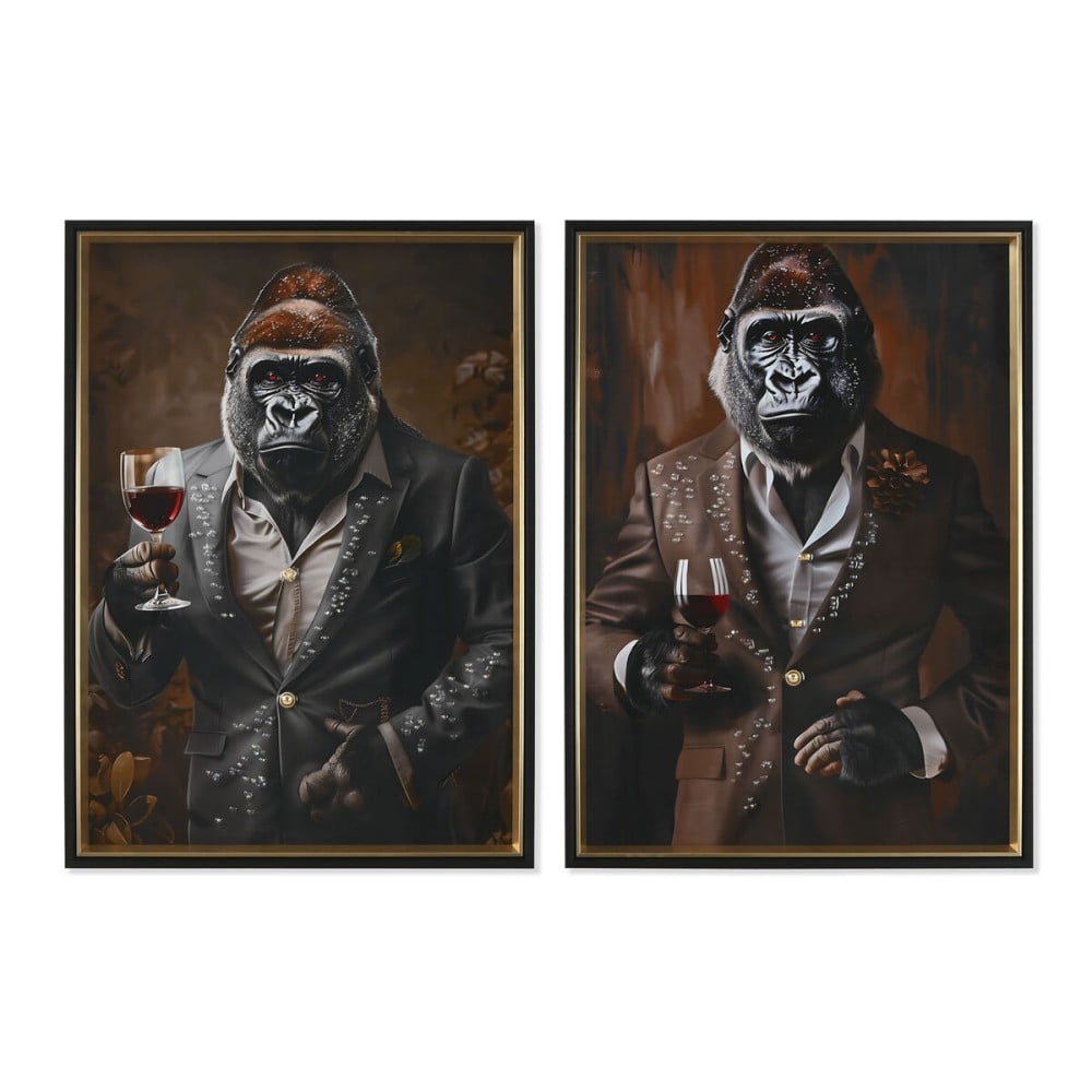 Bild Home ESPRIT Braun Schwarz Gorilla Loft Lackierung 51,5 x 4,5 x 71,5 cm (2 Stück)