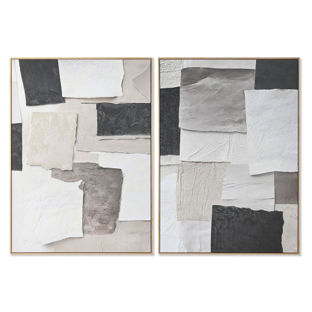 Bild Home ESPRIT Weiß Schwarz Beige abstrakt 103 x 4,3 x 143 cm (2 Stück)