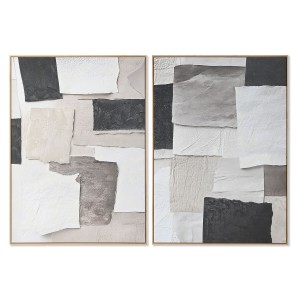 Bild Home ESPRIT Weiß Schwarz Beige abstrakt 103 x 4,3 x 143 cm (2 Stück)