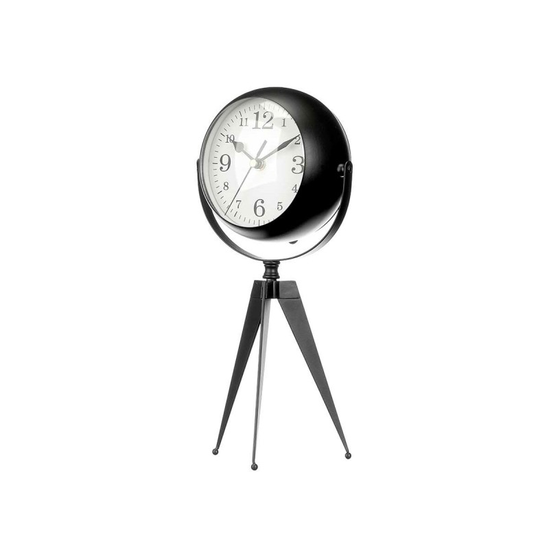 Table clock Tripod Black Metal 14 x 30 x 11 cm (4 Units)