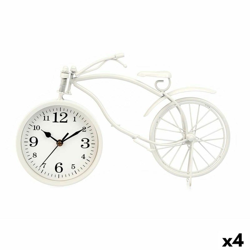 Horloge de table Bicyclette Blanc Métal 36 x 22 x 7 cm (4 Unités)