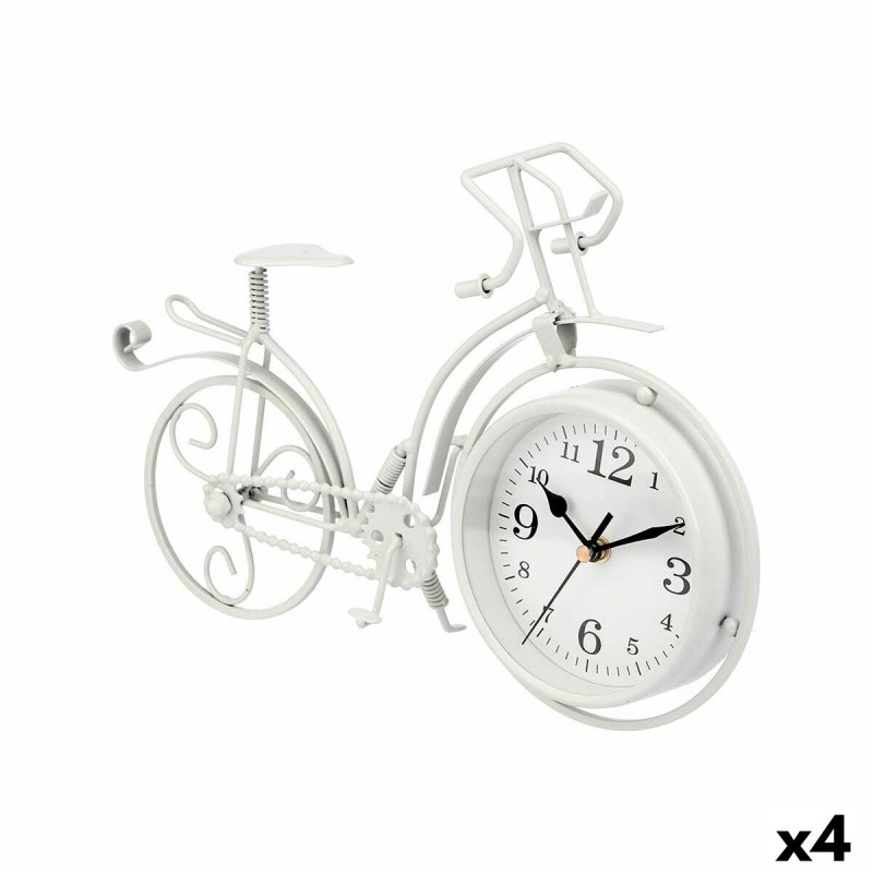 Horloge de table Bicyclette Blanc Métal 33 x 22,5 x 4,2 cm (4 Unités)