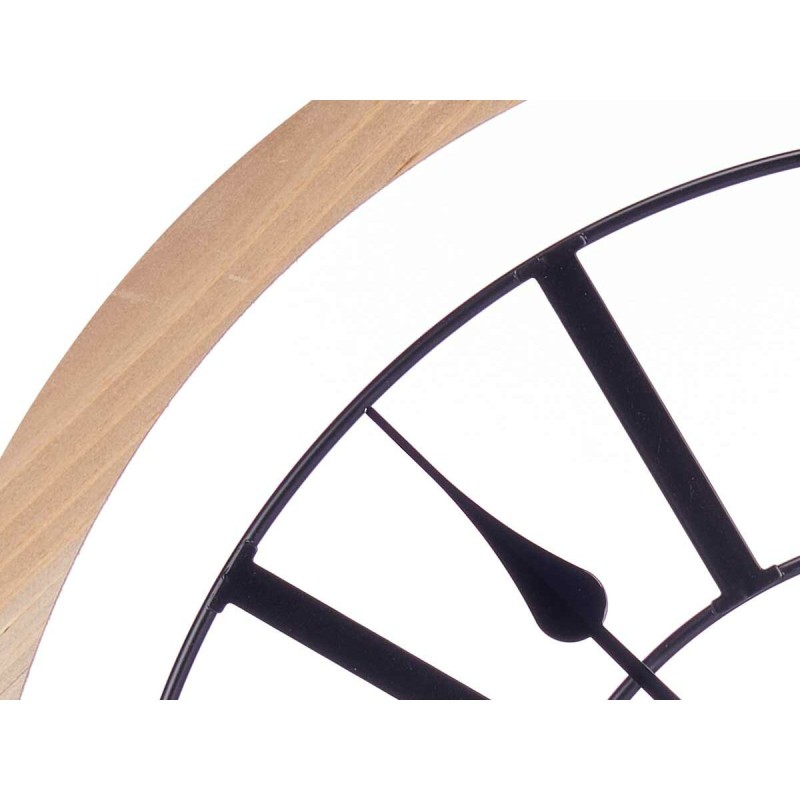 Horloge Murale Noir Métal Bois MDF 60 x 60 x 4,5 cm (4 Unités)