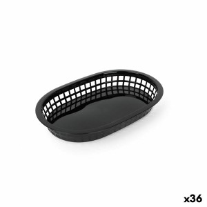 Bread Basket Black Plastic Rectangular 27,4 x 17,5 x 3,6 cm (36 Units)