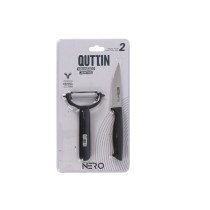 Ensemble de Couteaux Quttin Nero Noir 2 Pièces (12 Unités)